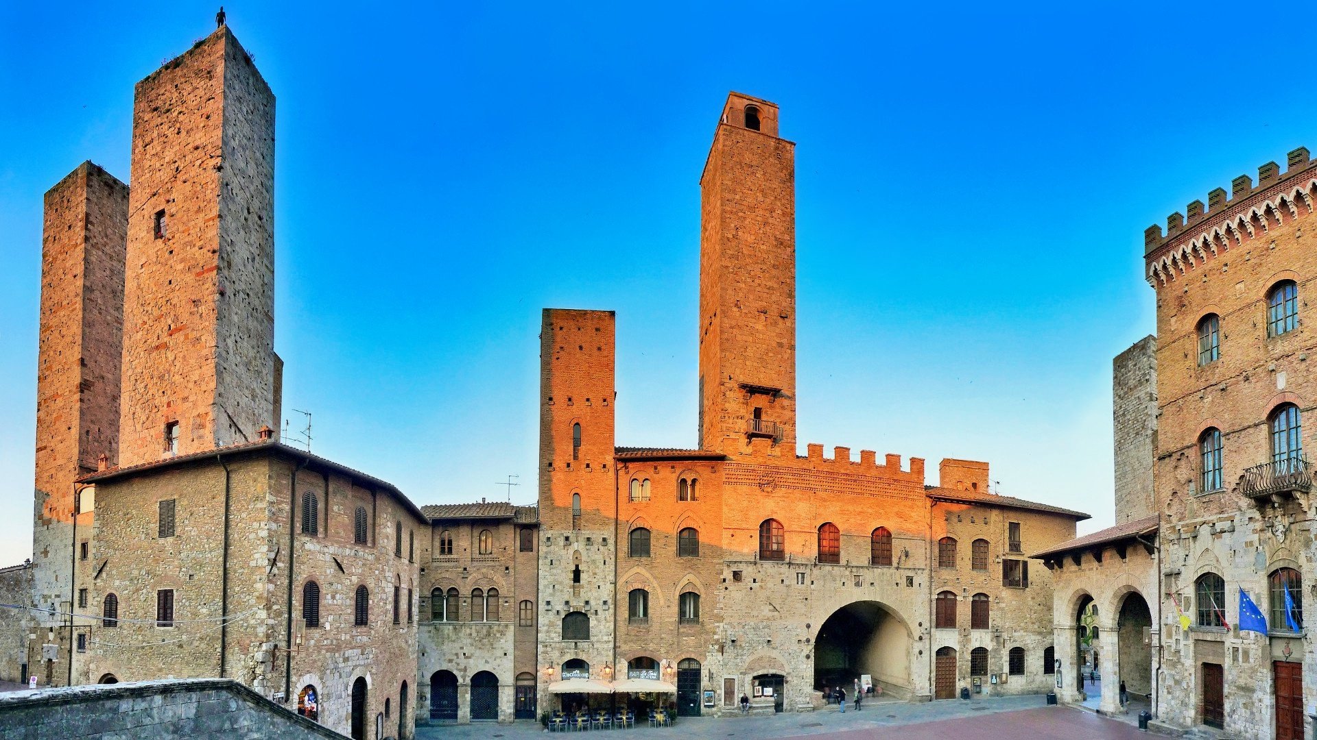 A panoramic view of the central towers of San Gimignano, Tuscany, Italy