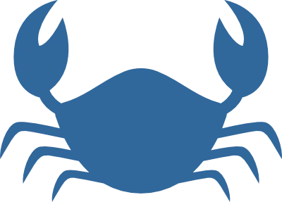 A stylised image of a crab, blue