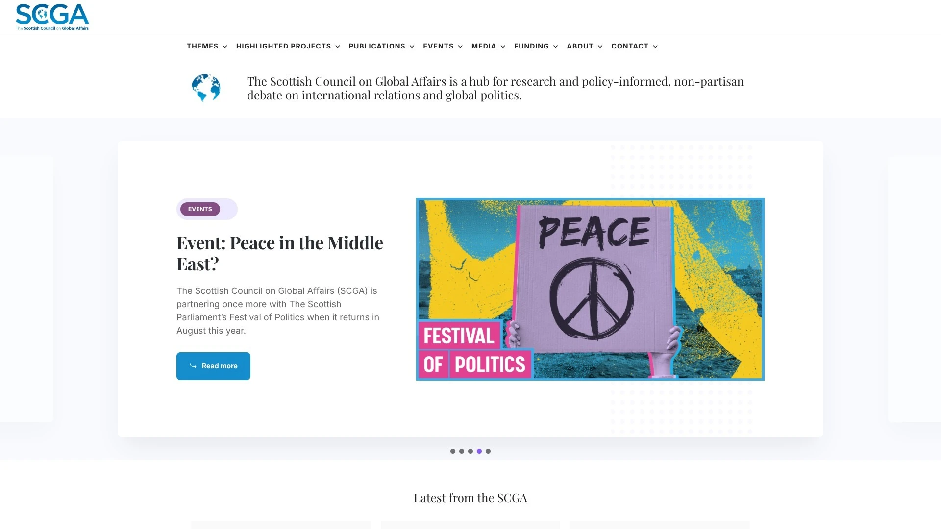 screenshot of the Scottish Council on Global Affairs website