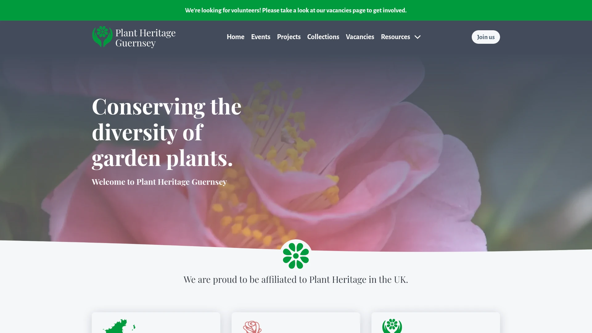 Screenshot of Plant Heritage Guernsey website